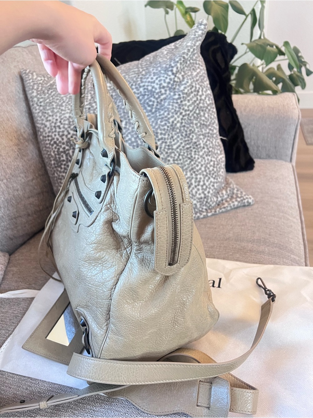Balenciaga Vintage Le City Velo Beige Latte Leather Satchel Shoulder Bag - Picture 3 of 12